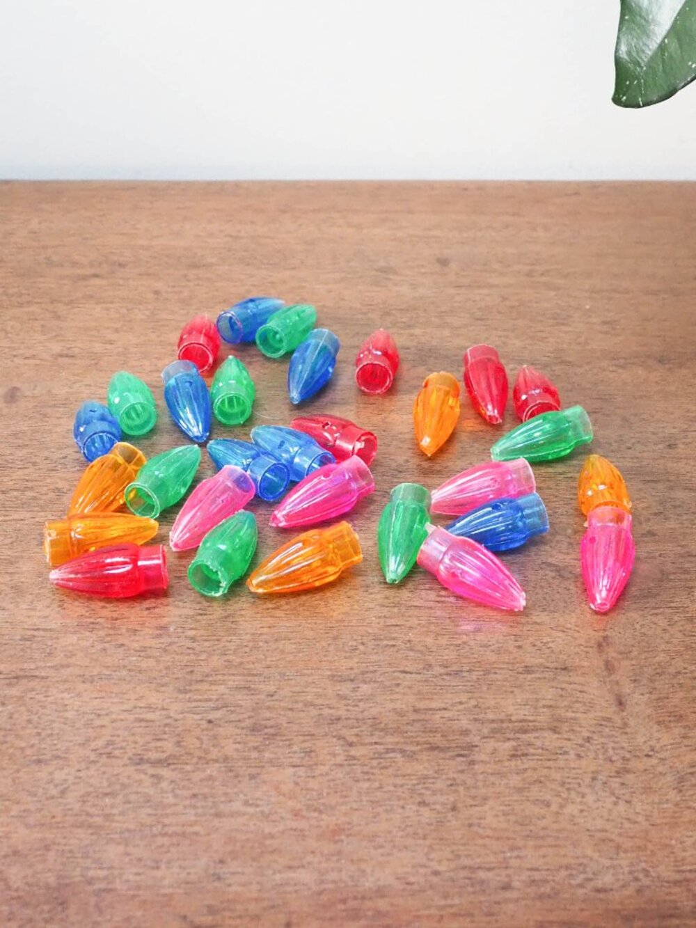 29 Vtg Christmas Tree light Covers - Plastic Rainbow Reflector Caps